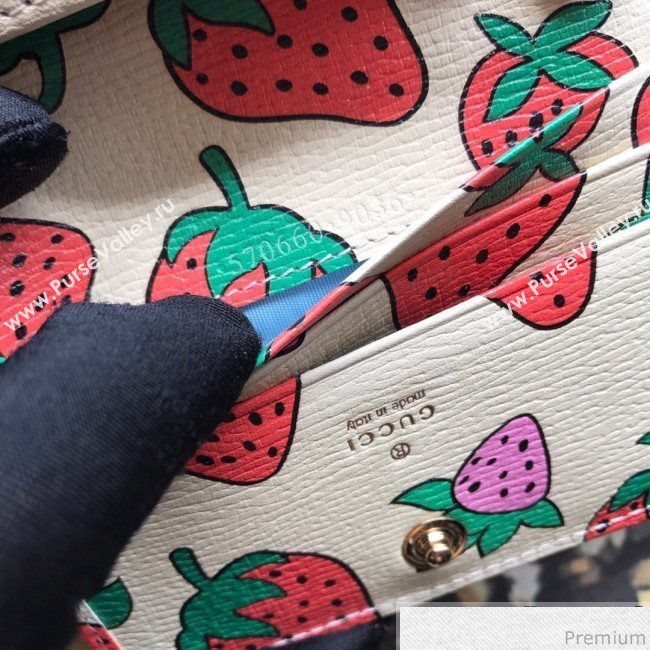 Gucci Zumi Strawberry Print Card Case on Chain 570660 (JM-9041225)