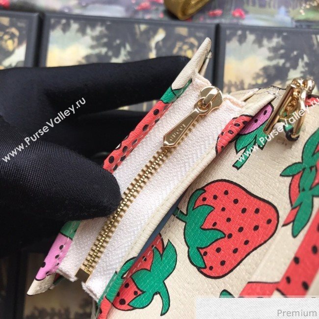 Gucci Zumi Strawberry Print Card Case on Chain 570660 (JM-9041225)