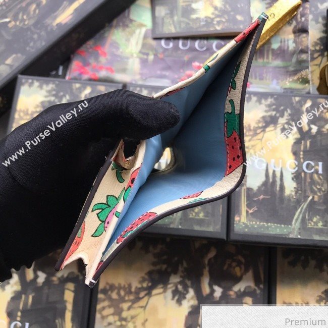 Gucci Zumi Strawberry Print Card Case on Chain 570660 (JM-9041225)