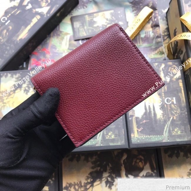 Gucci Zumi Grainy Leather Card Case on Chain 570660 Burgundy (JM-9041228)