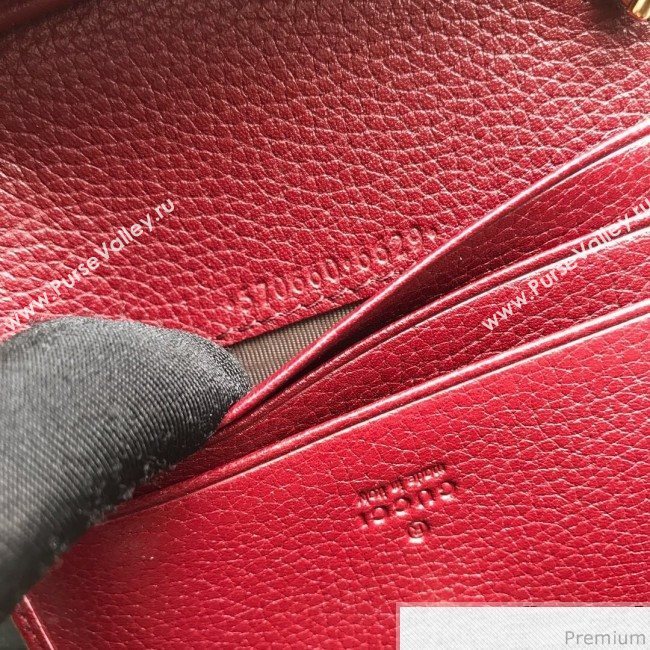 Gucci Zumi Grainy Leather Card Case on Chain 570660 Burgundy (JM-9041228)