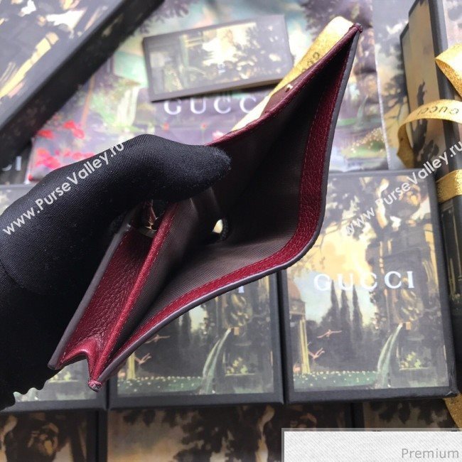 Gucci Zumi Grainy Leather Card Case on Chain 570660 Burgundy (JM-9041228)