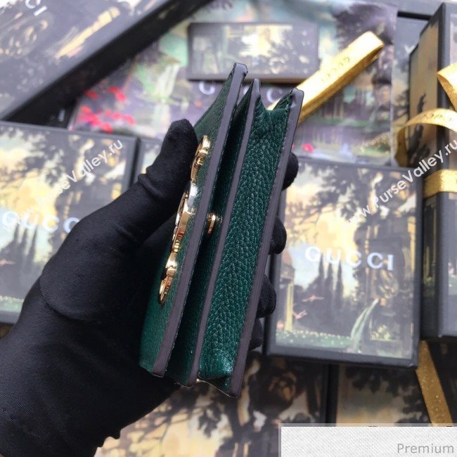 Gucci Zumi Grainy Leather Card Case on Chain 570660 Green (JM-9041227)