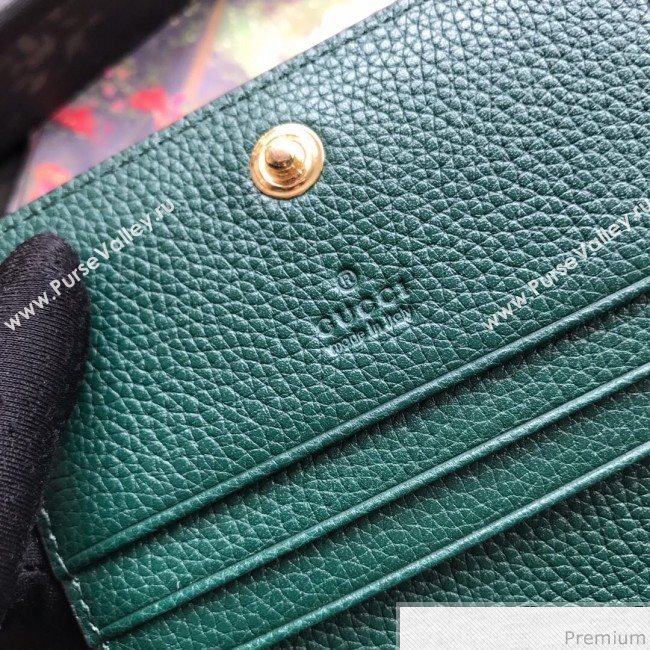 Gucci Zumi Grainy Leather Card Case on Chain 570660 Green (JM-9041227)