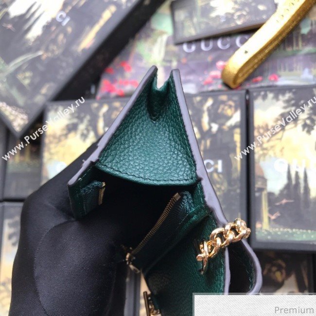 Gucci Zumi Grainy Leather Card Case on Chain 570660 Green (JM-9041227)
