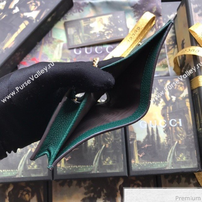 Gucci Zumi Grainy Leather Card Case on Chain 570660 Green (JM-9041227)