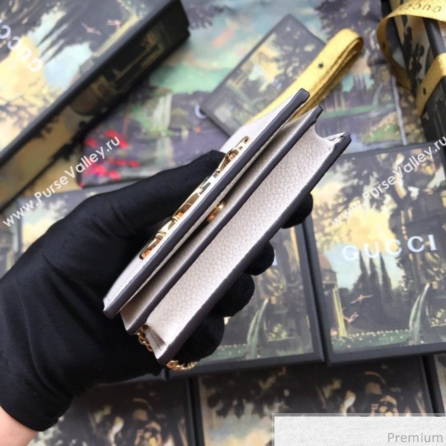 Gucci Zumi Grainy Leather Card Case on Chain 570660 White (JM-9041224)