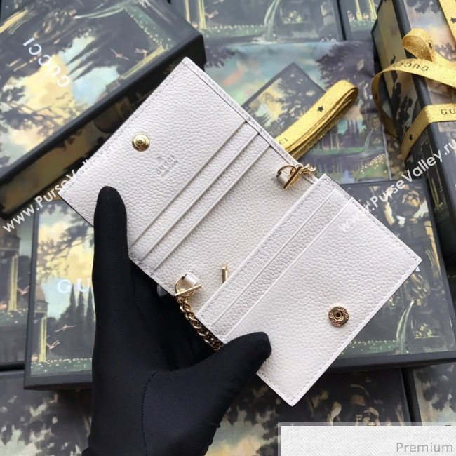 Gucci Zumi Grainy Leather Card Case on Chain 570660 White (JM-9041224)