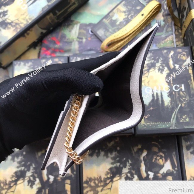 Gucci Zumi Grainy Leather Card Case on Chain 570660 White (JM-9041224)