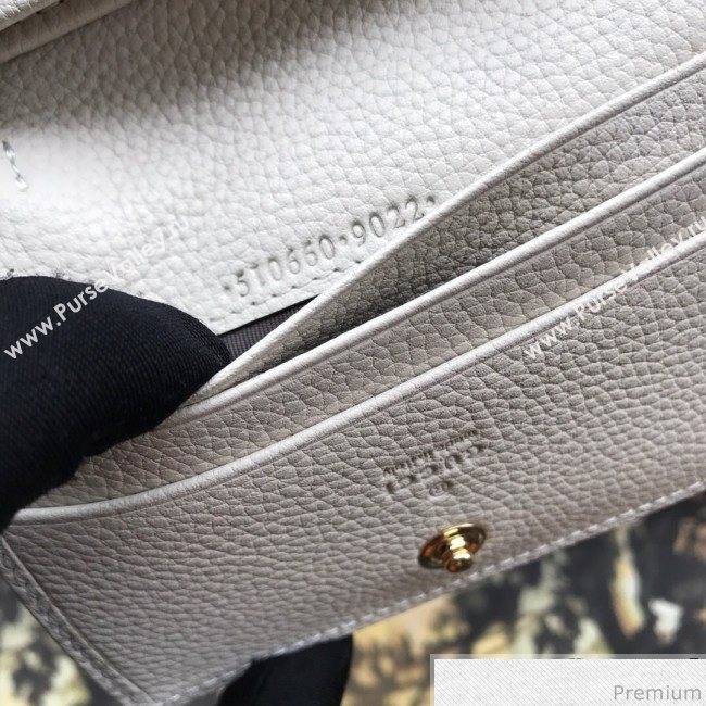 Gucci Zumi Grainy Leather Card Case on Chain 570660 White (JM-9041224)