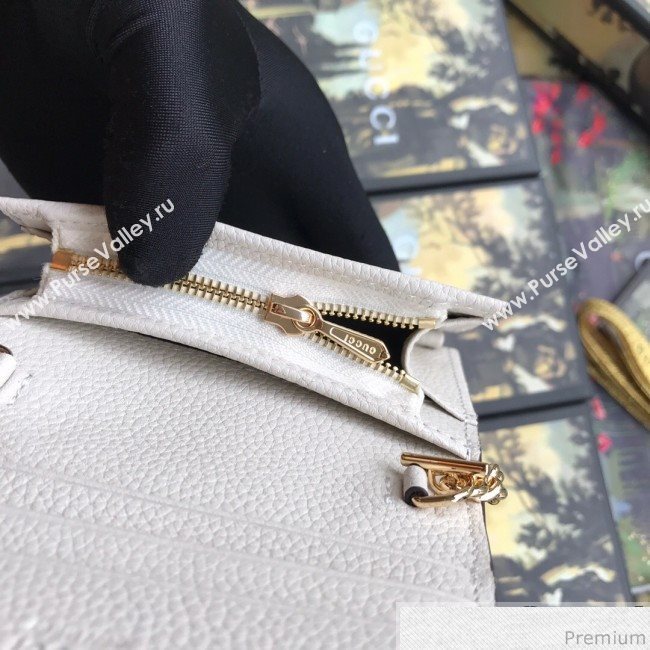 Gucci Zumi Grainy Leather Card Case on Chain 570660 White (JM-9041224)