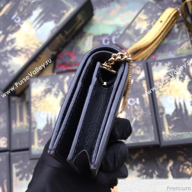 Gucci Zumi Grainy Leather Card Case on Chain 570660 Black (JM-9041226)