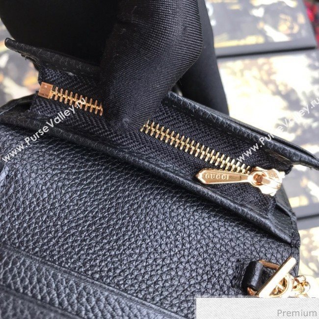 Gucci Zumi Grainy Leather Card Case on Chain 570660 Black (JM-9041226)