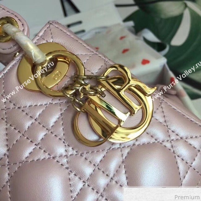 Dior Lady Dior Lambskin Mini 17cm Bag Pink/Gold (TZM-9040860)