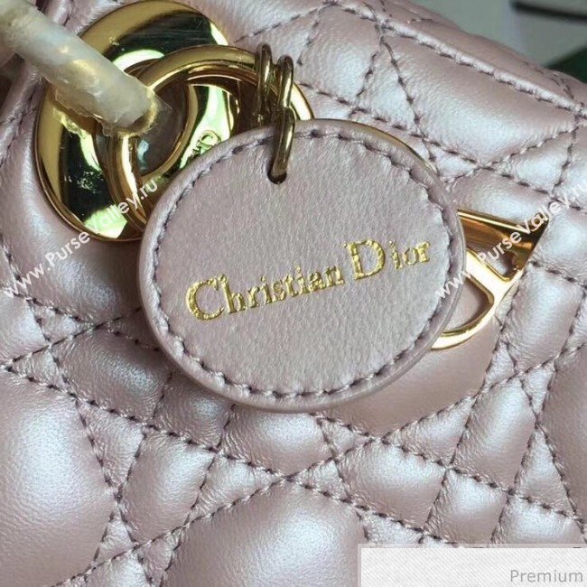 Dior Lady Dior Lambskin Mini 17cm Bag Pink/Gold (TZM-9040860)