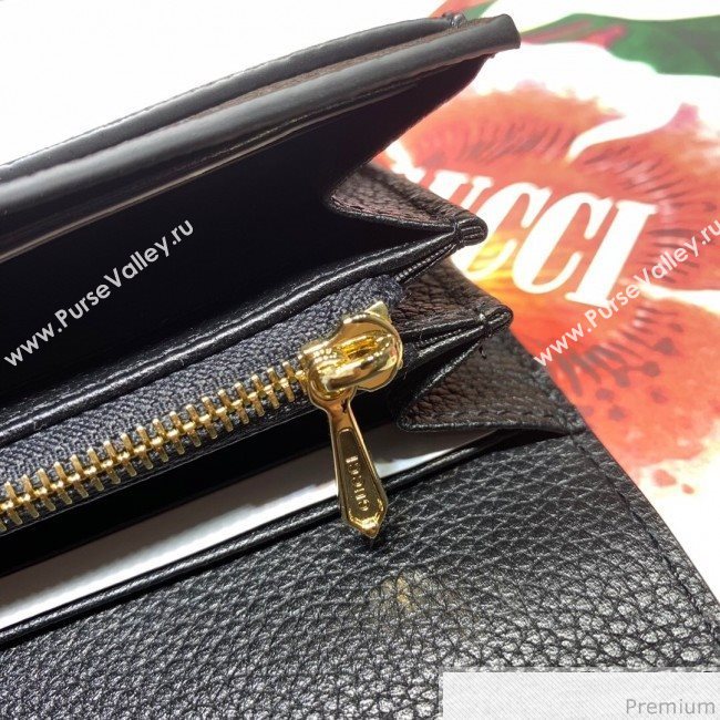 Gucci Zumi Grainy Leather Continental Wallet 573612 Black (JM-9041232)
