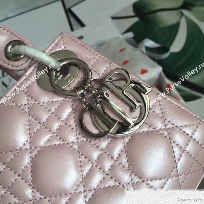 Dior Lady Dior Lambskin Mini 17cm Bag Pink/Silver (TZM-9040861)