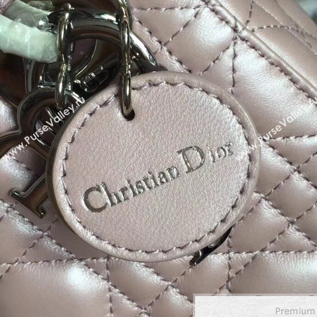 Dior Lady Dior Lambskin Mini 17cm Bag Pink/Silver (TZM-9040861)