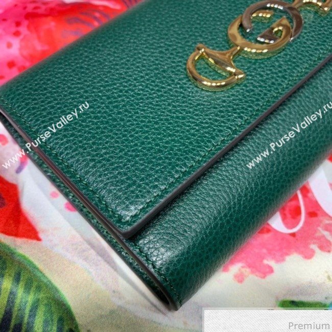 Gucci Zumi Grainy Leather Continental Wallet 573612 Green (JM-9041231)