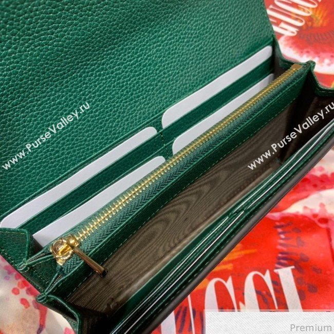 Gucci Zumi Grainy Leather Continental Wallet 573612 Green (JM-9041231)