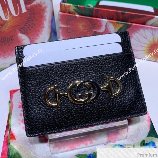 Gucci Zumi Grainy Leather Card Case 570679 Black (JM-9041236)