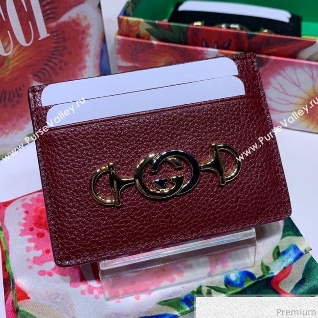 Gucci Zumi Grainy Leather Card Case 570679 Burgundy (JM-9041235)