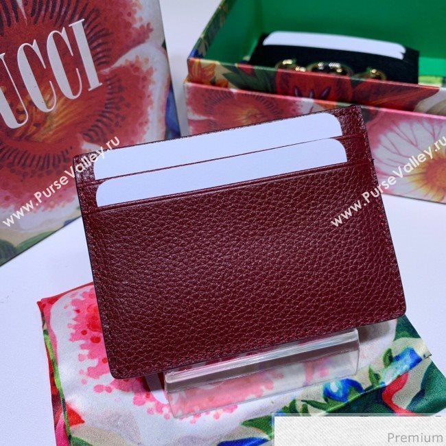 Gucci Zumi Grainy Leather Card Case 570679 Burgundy (JM-9041235)