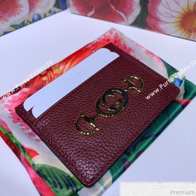 Gucci Zumi Grainy Leather Card Case 570679 Burgundy (JM-9041235)