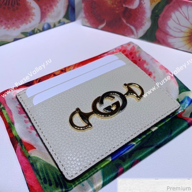 Gucci Zumi Grainy Leather Card Case 570679 White (JM-9041233)