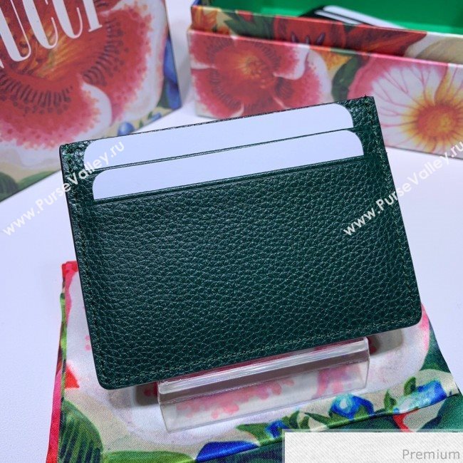 Gucci Zumi Grainy Leather Card Case 570679 Green (JM-9041234)