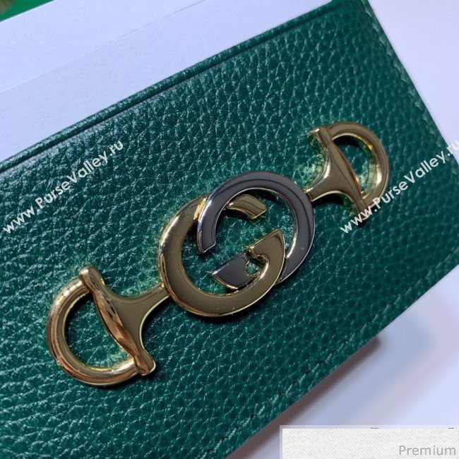 Gucci Zumi Grainy Leather Card Case 570679 Green (JM-9041234)