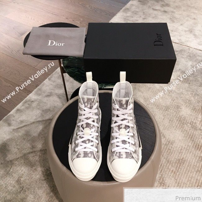Dior x Kaws Transparent Oblique High-top Sneakers White/Grey 2019 (KL-9031102)