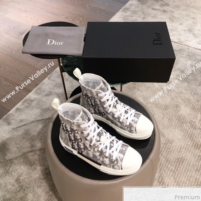 Dior x Kaws Transparent Oblique High-top Sneakers White/Grey 2019 (KL-9031102)