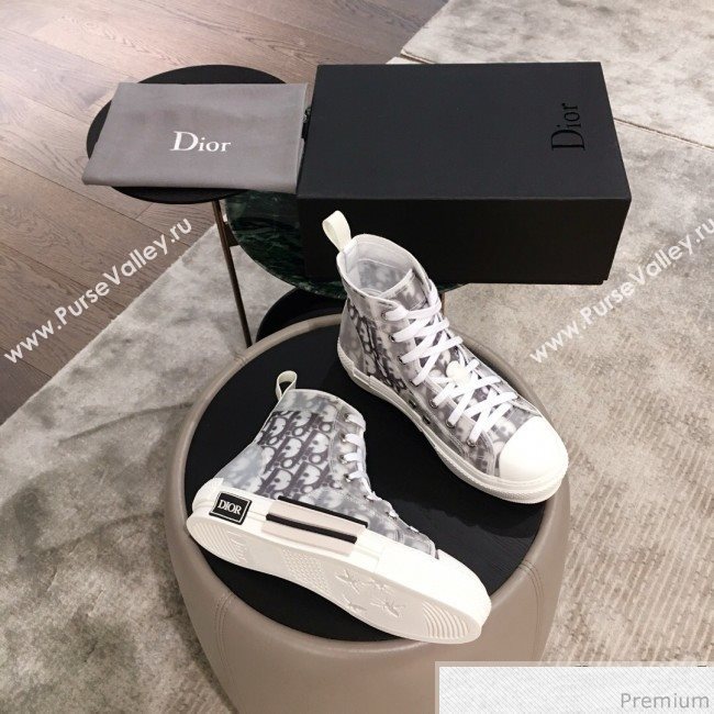 Dior x Kaws Transparent Oblique High-top Sneakers White/Grey 2019 (KL-9031102)