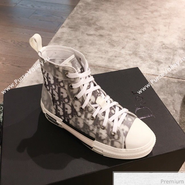 Dior x Kaws Transparent Oblique High-top Sneakers White/Grey 2019 (KL-9031102)
