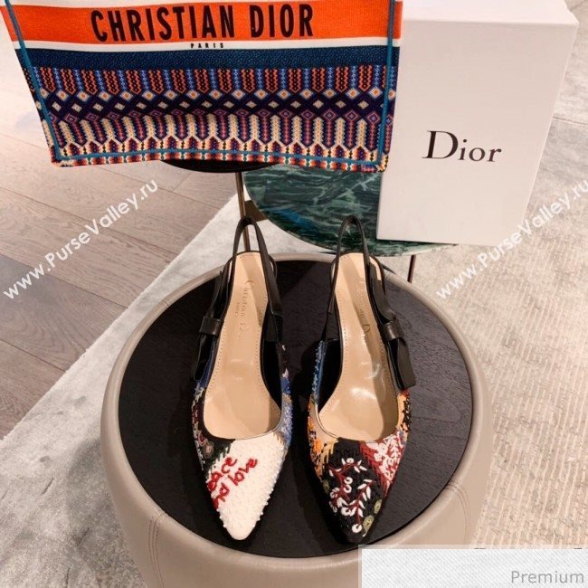 Dior Mid-heel Embroidered Slingback Pumps 2019 (KL-9031103)