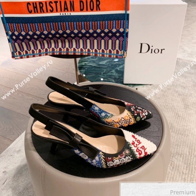 Dior Mid-heel Embroidered Slingback Pumps 2019 (KL-9031103)