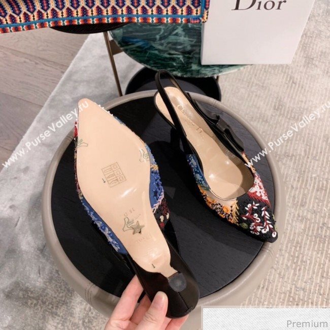 Dior Mid-heel Embroidered Slingback Pumps 2019 (KL-9031103)
