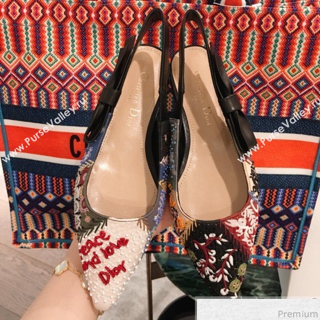 Dior Flat Embroidered Slingback Pumps 2019 (KL-9031104)