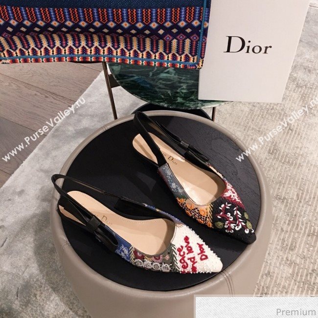 Dior Flat Embroidered Slingback Pumps 2019 (KL-9031104)