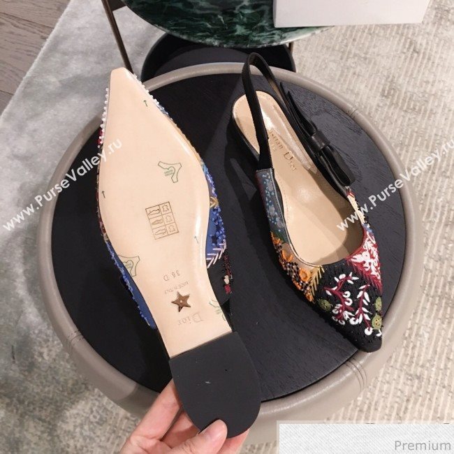 Dior Flat Embroidered Slingback Pumps 2019 (KL-9031104)