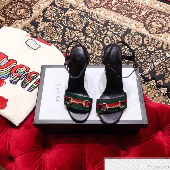 Gucci Web and Horsebit Heel Sandals Black 2019 (KL-9031106)