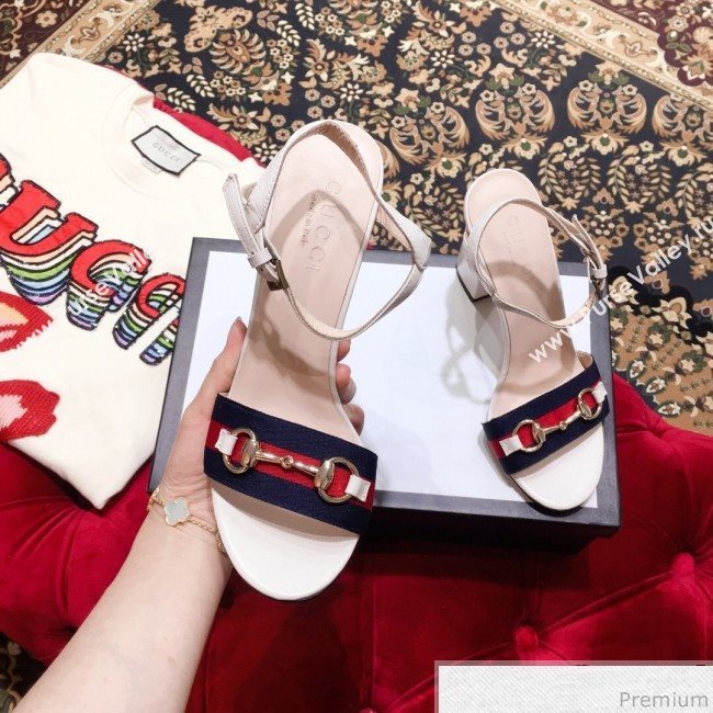 Gucci Web and Horsebit Heel Sandals White 2019 (KL-9031107)