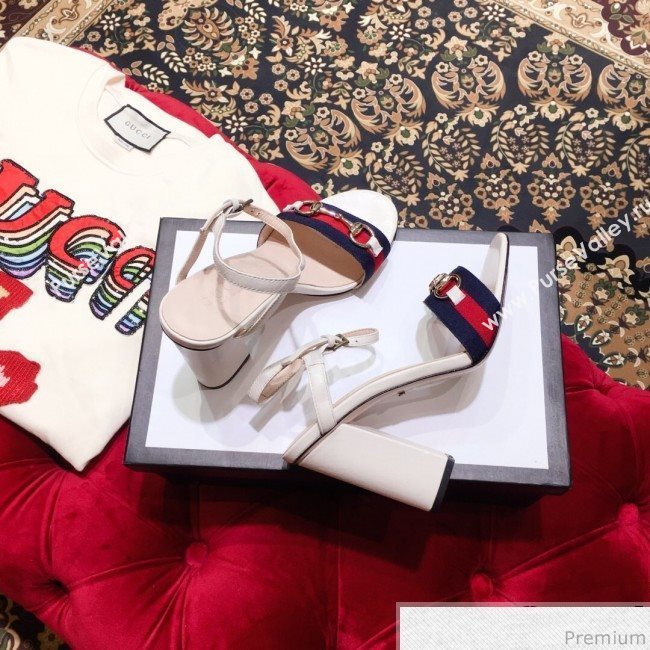 Gucci Web and Horsebit Heel Sandals White 2019 (KL-9031107)