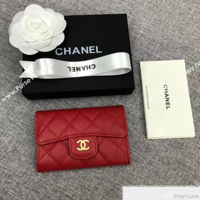 Chanel Quilting Grained Classic Card Holder Red (XGZ-9040862)