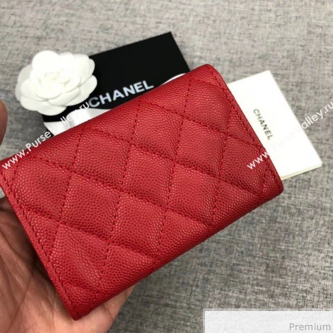 Chanel Quilting Grained Classic Card Holder Red (XGZ-9040862)