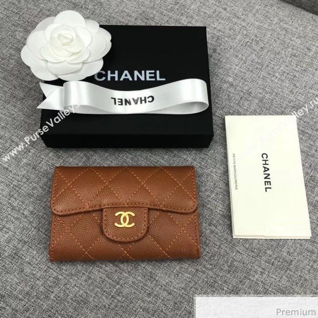 Chanel Quilting Grained Classic Card Holder Brown (XGZ-9040863)
