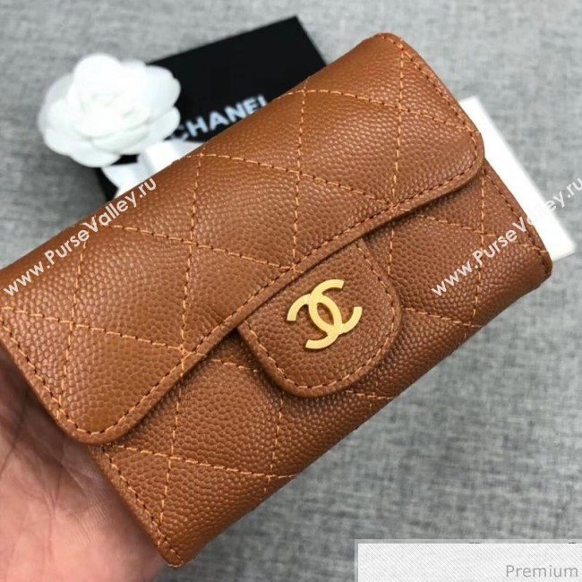 Chanel Quilting Grained Classic Card Holder Brown (XGZ-9040863)