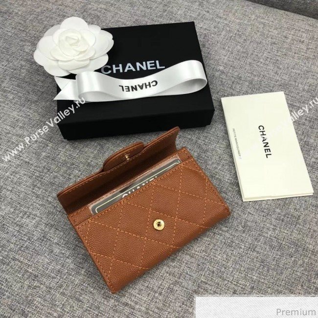 Chanel Quilting Grained Classic Card Holder Brown (XGZ-9040863)