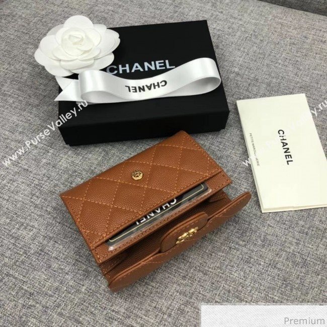 Chanel Quilting Grained Classic Card Holder Brown (XGZ-9040863)